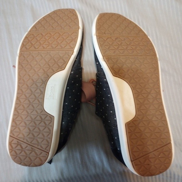 Like New Tom's Sz6.5 Lace Up Blue Canvas Del Rey Polka Dot Sneaker - Picture 9 of 9